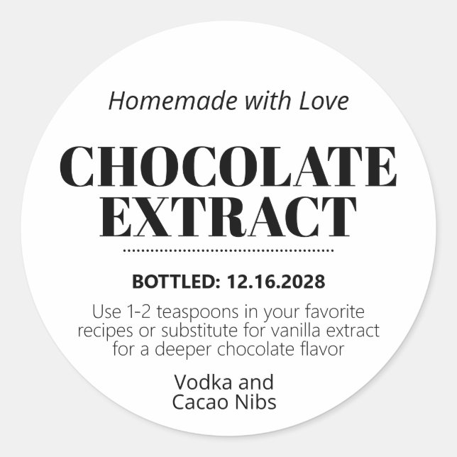 Pegatina Redonda Chocolate Extract Modern Label Sticker ZEX_001g (Anverso)