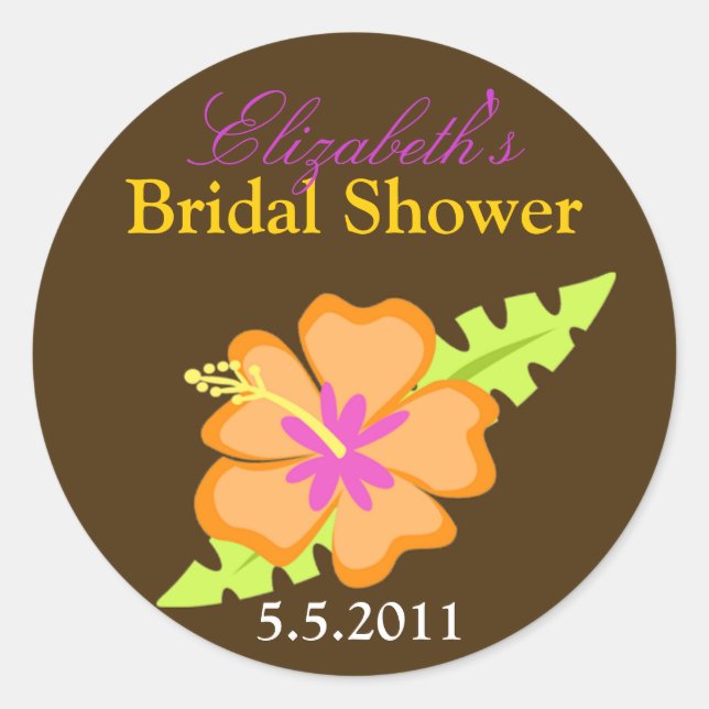Pegatina Redonda Chocolate Hibiscus Personalizable Pegatinas a favo (Anverso)