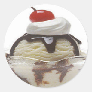 Pegatina Redonda Chocolate Ice Cream Sundae