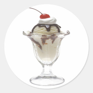 Pegatina Redonda Chocolate Ice Cream Sundae