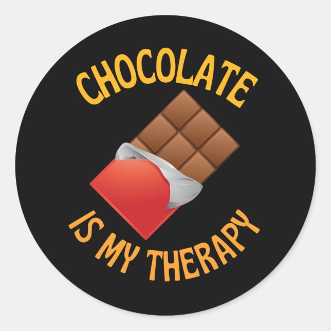 Pegatina Redonda Chocolate Is My Therapy (Anverso)