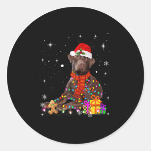 Pegatina Redonda chocolate labrador santa hat navidades hada luz