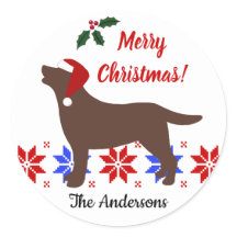Chocolate Labrador Silhouette Santa Navidades