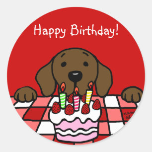 Pegatina Redonda Chocolate Labrador viendo la cocina