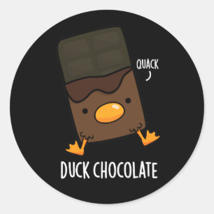 Pegatina Redonda Chocolate pato Funny Pun de chocolate oscuro BG os