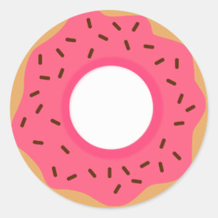 Pegatina Redonda Chocolate roce donut rosado