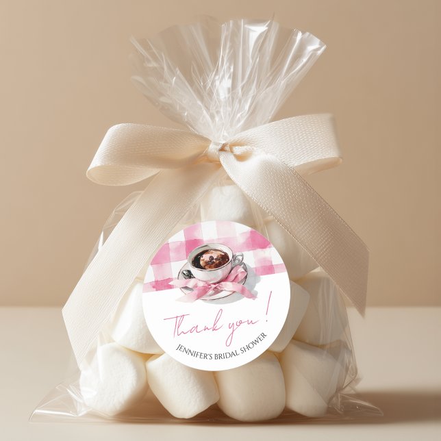 Pegatina Redonda Chocolate Rosa Lazo Despedida de soltera agradecim (Subido por el creador)