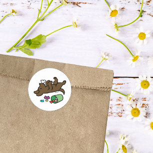 Pegatina Redonda Chocolate travieso Labrador Lejano Ojo