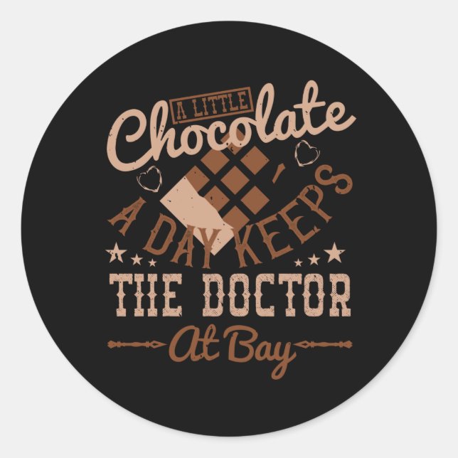 Pegatina Redonda Chocolate - Un poco de chocolate al día (Anverso)