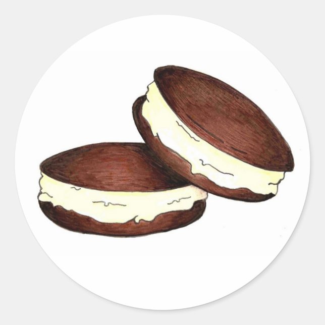 Pegatina Redonda Chocolate Whoopie Pie PA Dessere Foodie holandés (Anverso)