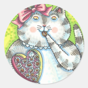 PEGATINA REDONDA CHOCOLATES DEL ADMIRADOR SECRETO DE KITTEN, VALENT