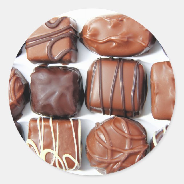 Pegatina Redonda Chocolates variados (Anverso)