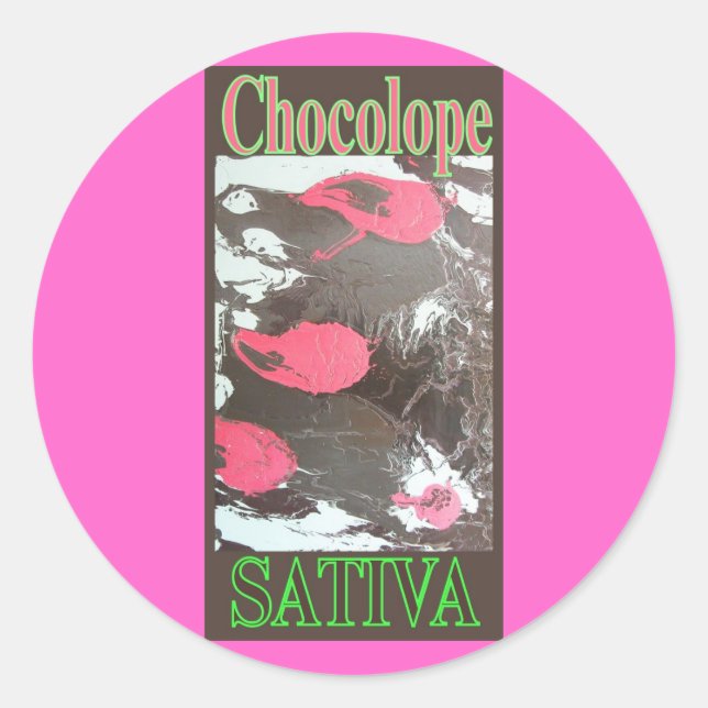 PEGATINA REDONDA CHOCOLOPE SATIVA (Anverso)