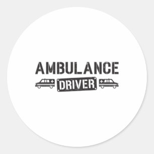 Pegatina Redonda Chofer de ambulancia Regalo gracioso paramédico de