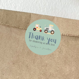 Pegatina Redonda Chofer de tractores granja niño ducha bebé gracias