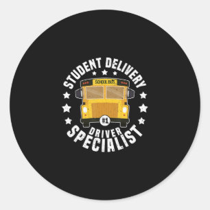 Pegatina Redonda choferes de autobús escolares de estudiantes diver