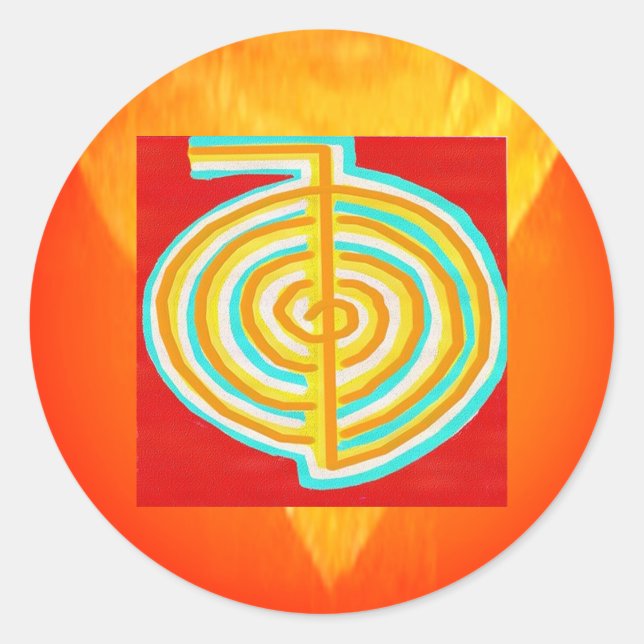 Pegatina Redonda CHOKURAY : Símbolo curativo CHO KU RAY Reiki (Anverso)