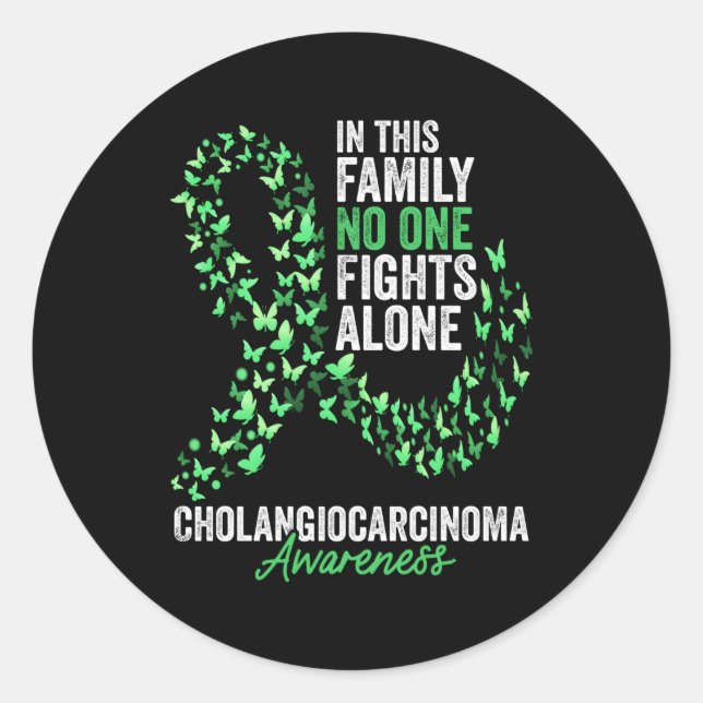 Pegatina Redonda Cholangiocarcinoma Sensibilización Mes Mariposas G (Anverso)