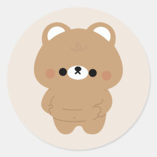 Pegatina Redonda Chonky Brown Bear