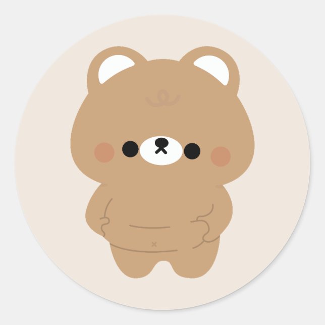Pegatina Redonda Chonky Brown Bear (Anverso)