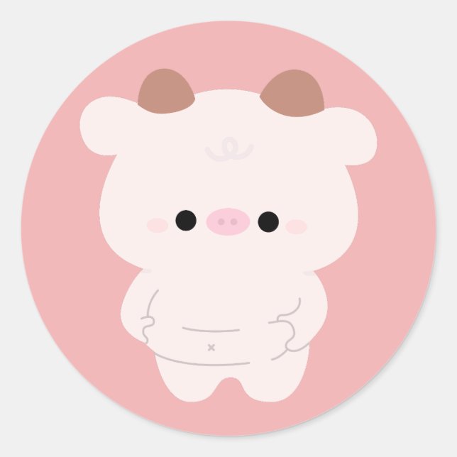 Pegatina Redonda Chonky Cow (Anverso)