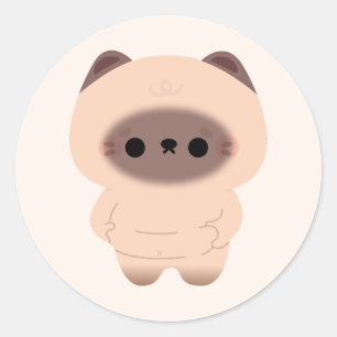 Pegatina Redonda Chonky Siamese Cat