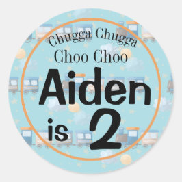 Pegatina Redonda Choo choo fiesta de cumpleaños de niños