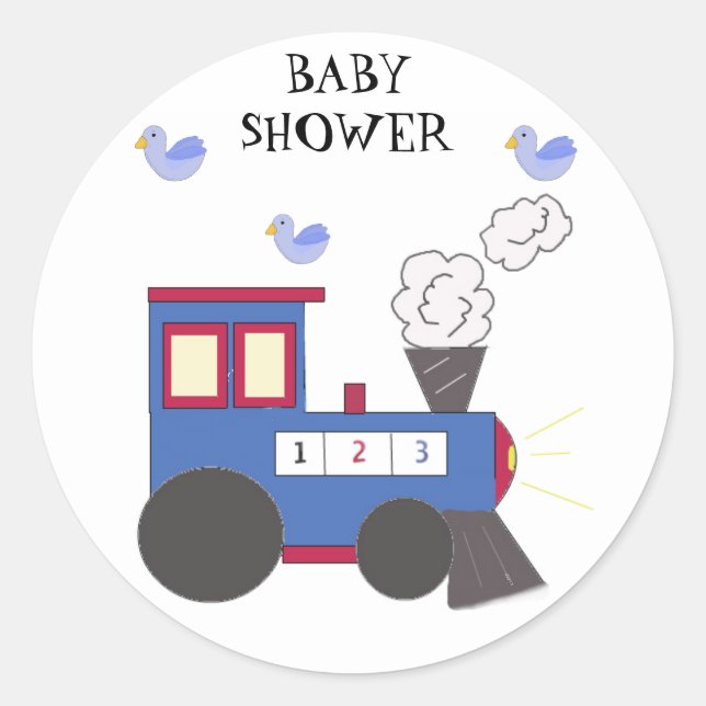 Pegatina Redonda Choo Choo Train Baby Shower (Anverso)