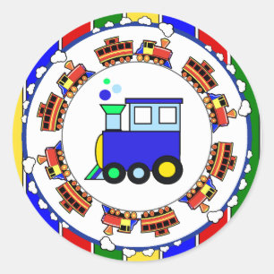 Pegatina Redonda Choo Choo Train Primer Baby Shower Cumpleaños