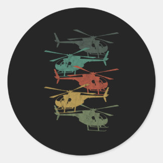 Pegatina Redonda Chopper Helipad Aircraft Pilot Air Vehicle Gift Re