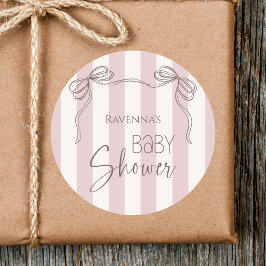 Pegatina Redonda Chorreada Dulce Rubor Lazo Coqueta Baby Shower