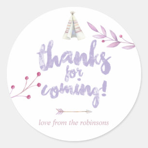 Pegatina Redonda Chorreado Boho Tribal Floral Baby Shower