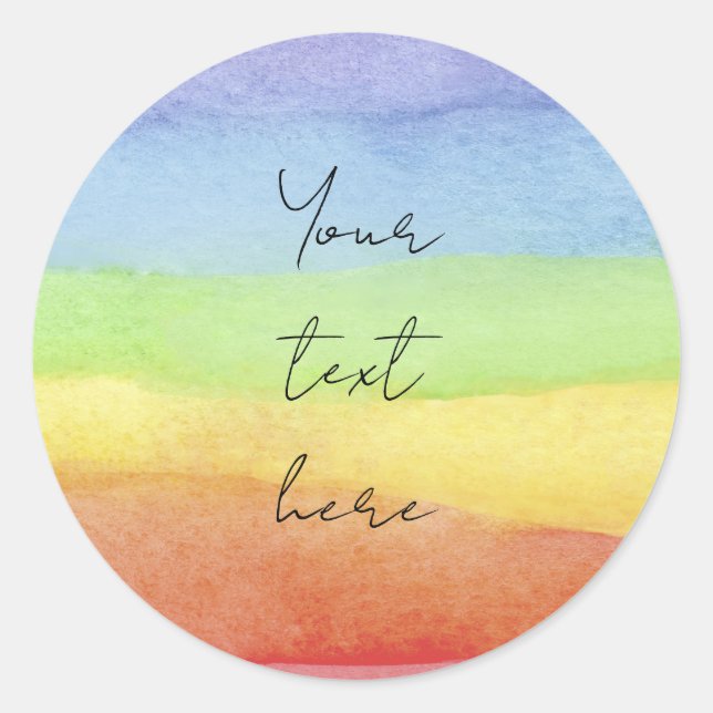 Pegatina Redonda Chorreado de acuarela Cumpleaños, Baby Shower (Anverso)