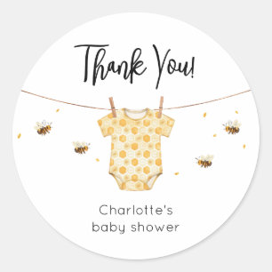 Pegatina Redonda Chorreo de Bebé Abeja Personalizado