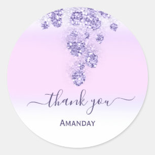 Pegatina Redonda Chorreo de Brillo Morado Baño Nupcial Dulce16 Agra