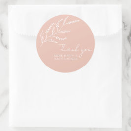 Pegatina Redonda Chorreo De Mano Lavanda Rosa Baby Shower