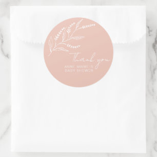 Pegatina Redonda Chorreo De Mano Lavanda Rosa Baby Shower