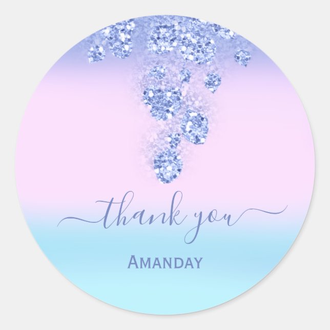 Pegatina Redonda Chorreo de Rosa Cumpleaños de 16 Agradecimiento Pa (Anverso)