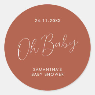Pegatina Redonda Chorreo minimalista terracota Oh Baby Shower