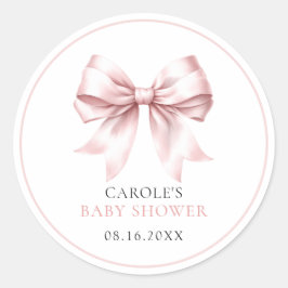 Pegatina Redonda Chorreo Rosa Arco Bebé Niña Baby Shower