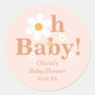 Pegatina Redonda Chorrete Boho Retro Margarita Oh Baby Shower