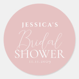 Pegatina Redonda Chorro Nupcial De Caligrafía Simple Y Elegante