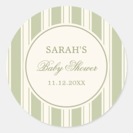 Pegatina Redonda Chorro Verde Elegante para Baby Shower