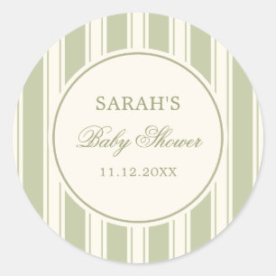 Pegatina Redonda Chorro Verde Elegante para Baby Shower