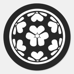 Pegatina Redonda Chosokabe Mon Japanese Samurai Clan