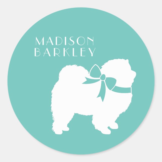 Pegatina Redonda Chow Chow Dog Puppy (Anverso)