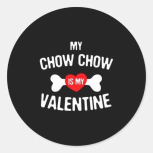 Pegatina Redonda Chow Chow Es Mi San Valentín Perro Chow Chow 