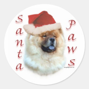 Pegatina Redonda Chow Chow Santa Paws