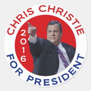 Pegatina Redonda Chris Christie Para Presidente 2016