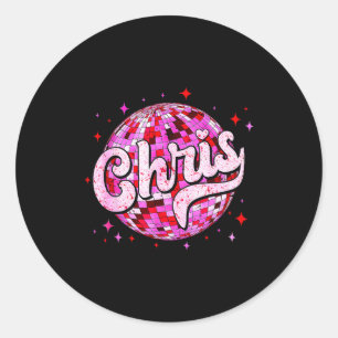 Pegatina Redonda Chris Groovy Nombre D Me encanta Chris Camisetas M